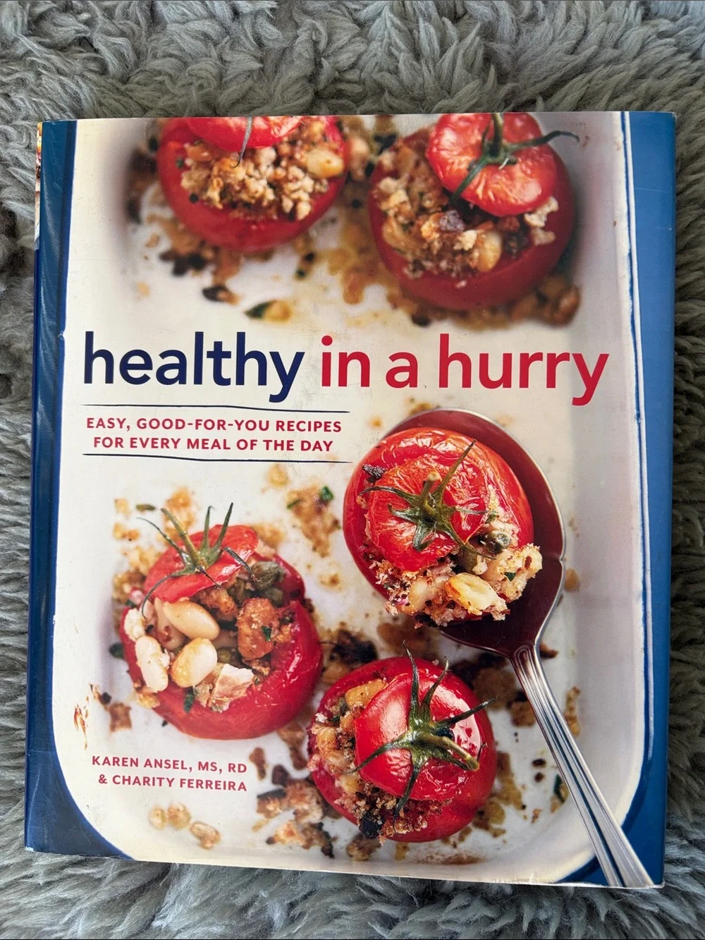 Healthy in a Hurry Cookbook - Blue, Red Cover